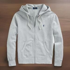 NWT Polo Ralph Lauren Full Zip Gray Double Knit Hoodie Jacket Mens XXL $138